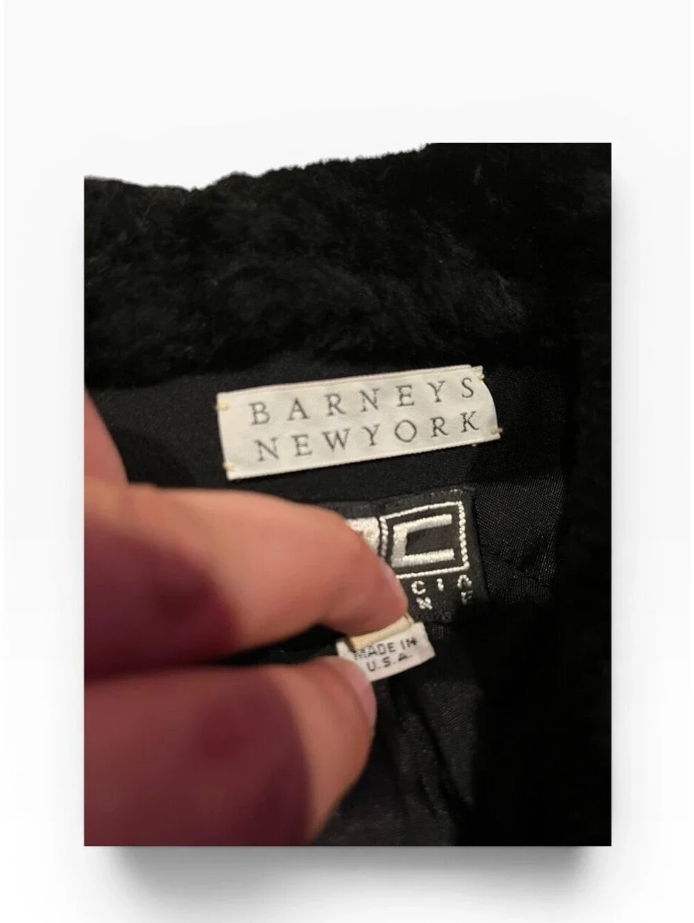 Vtg Patricia Clyne Barneys New York Black Fur Collar Zip Utility Coat Jacket 8